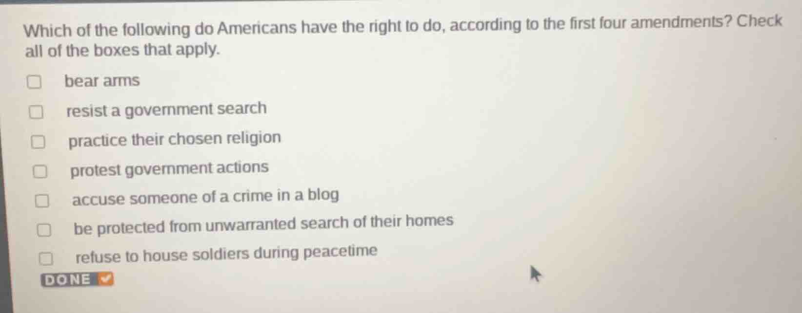 which of the following do americans have the right to do, according to …