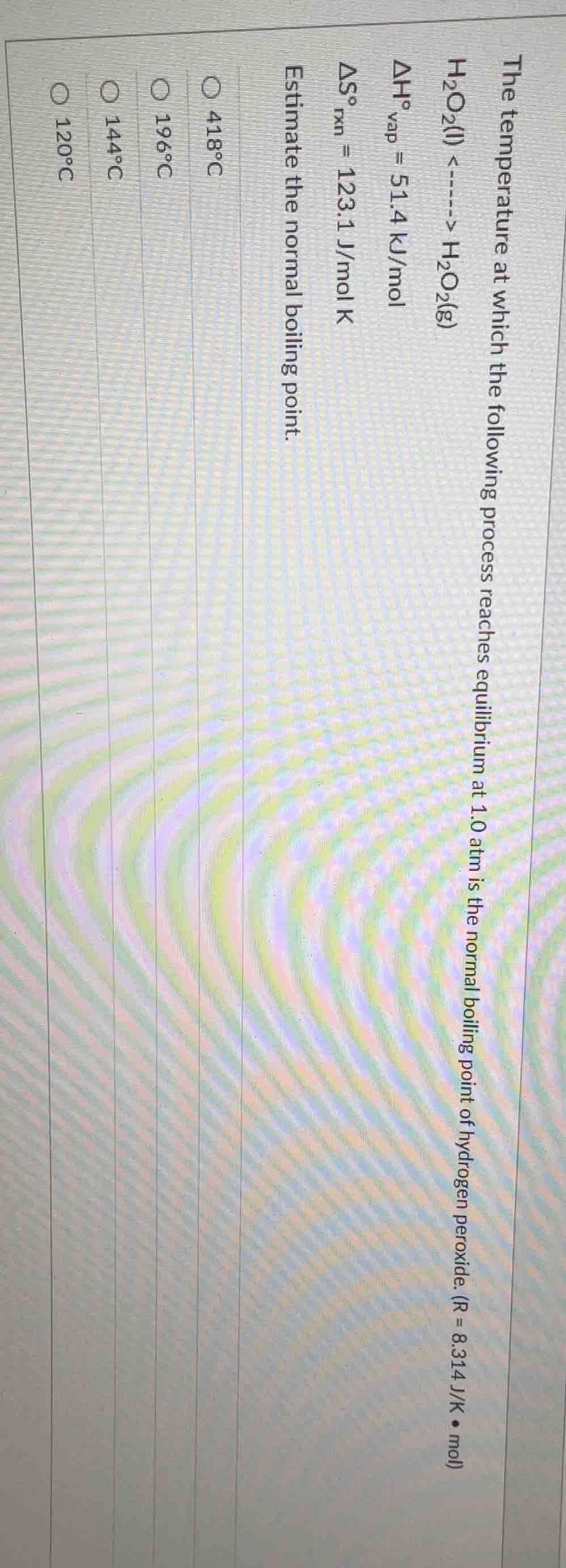 the temperature at which the following process reaches equilibrium at 1…