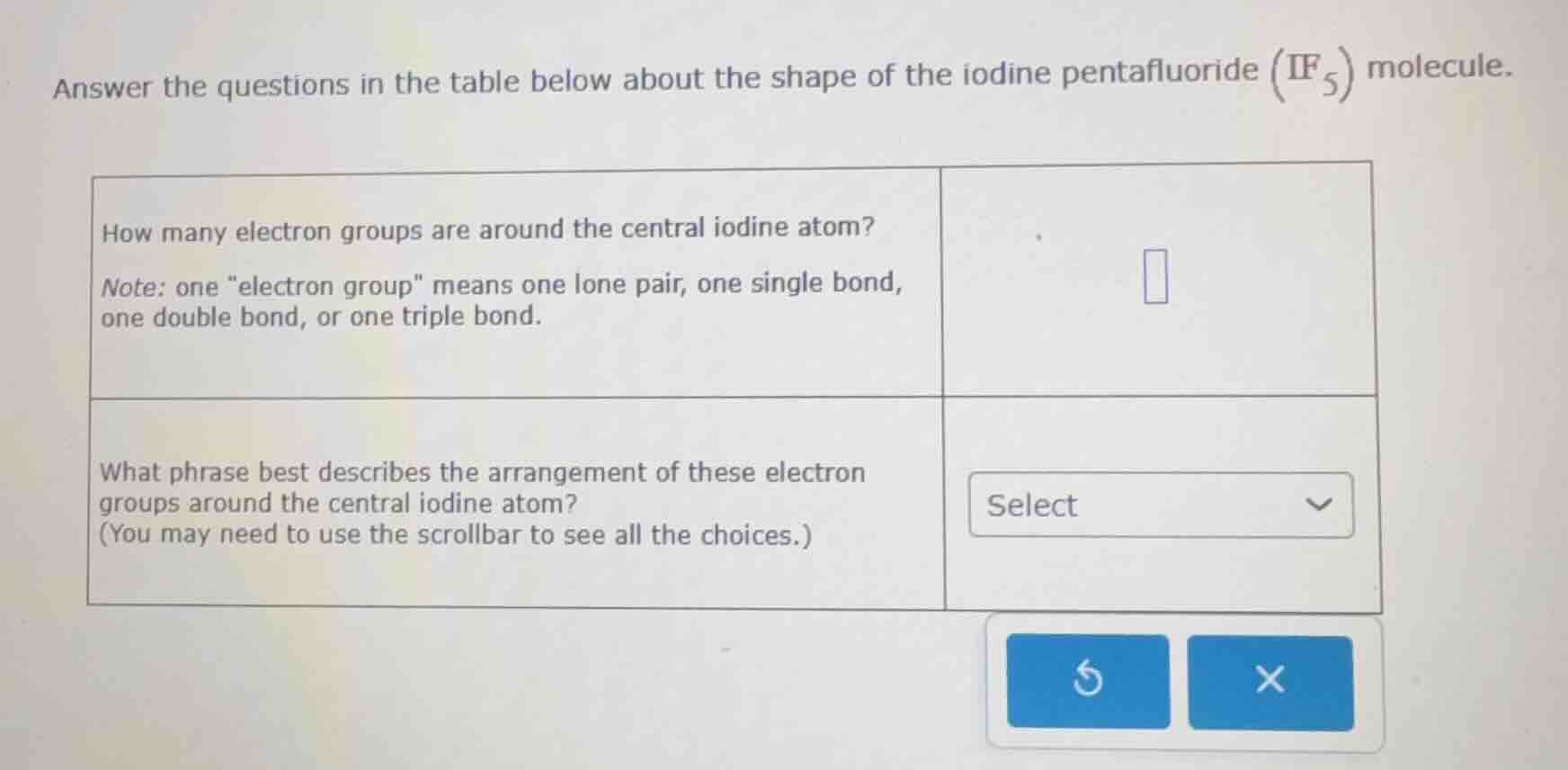 answer the questions in the table below about the shape of the iodine p…