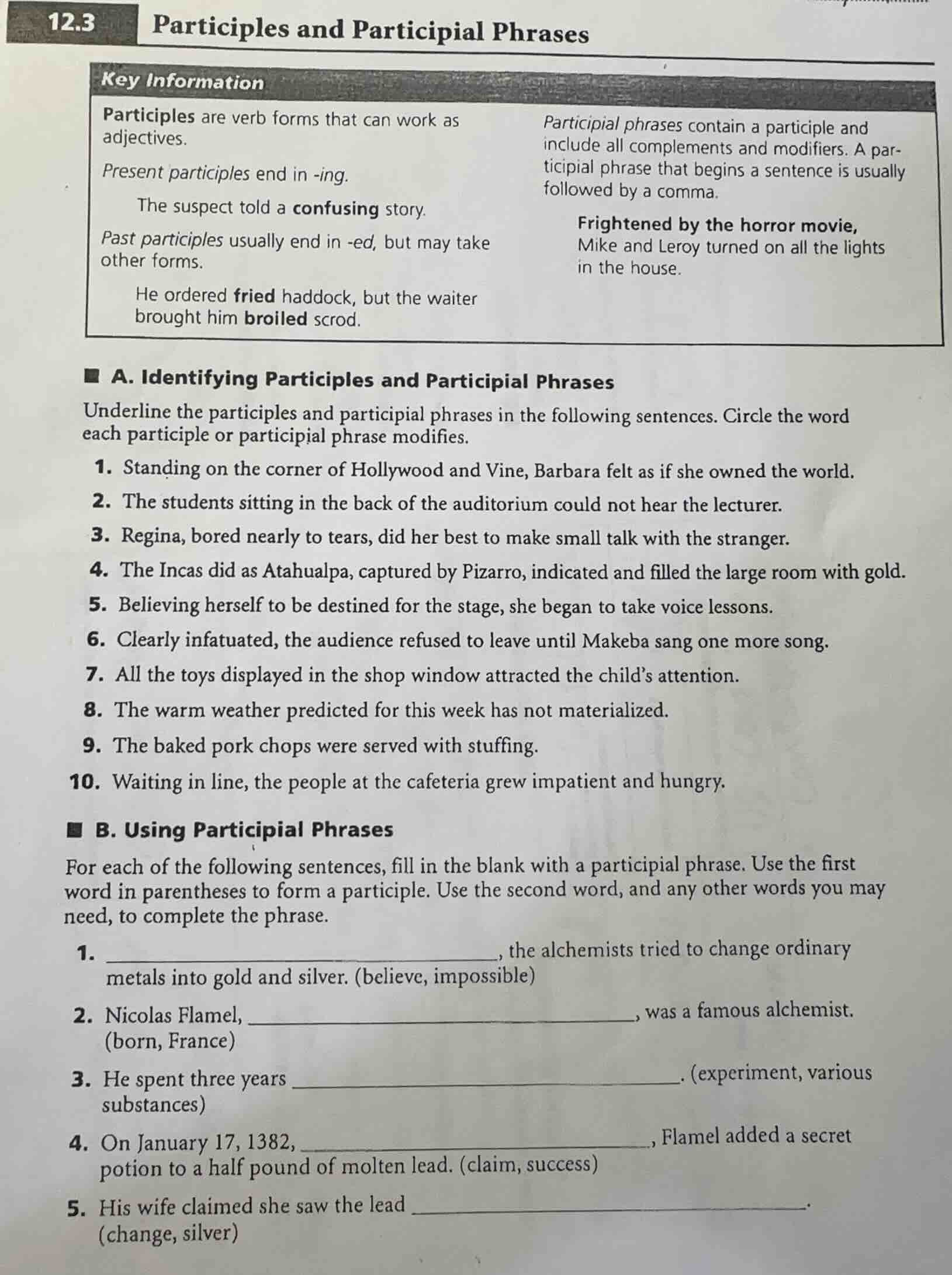 12.3 participles and participial phrases key information participles ar…