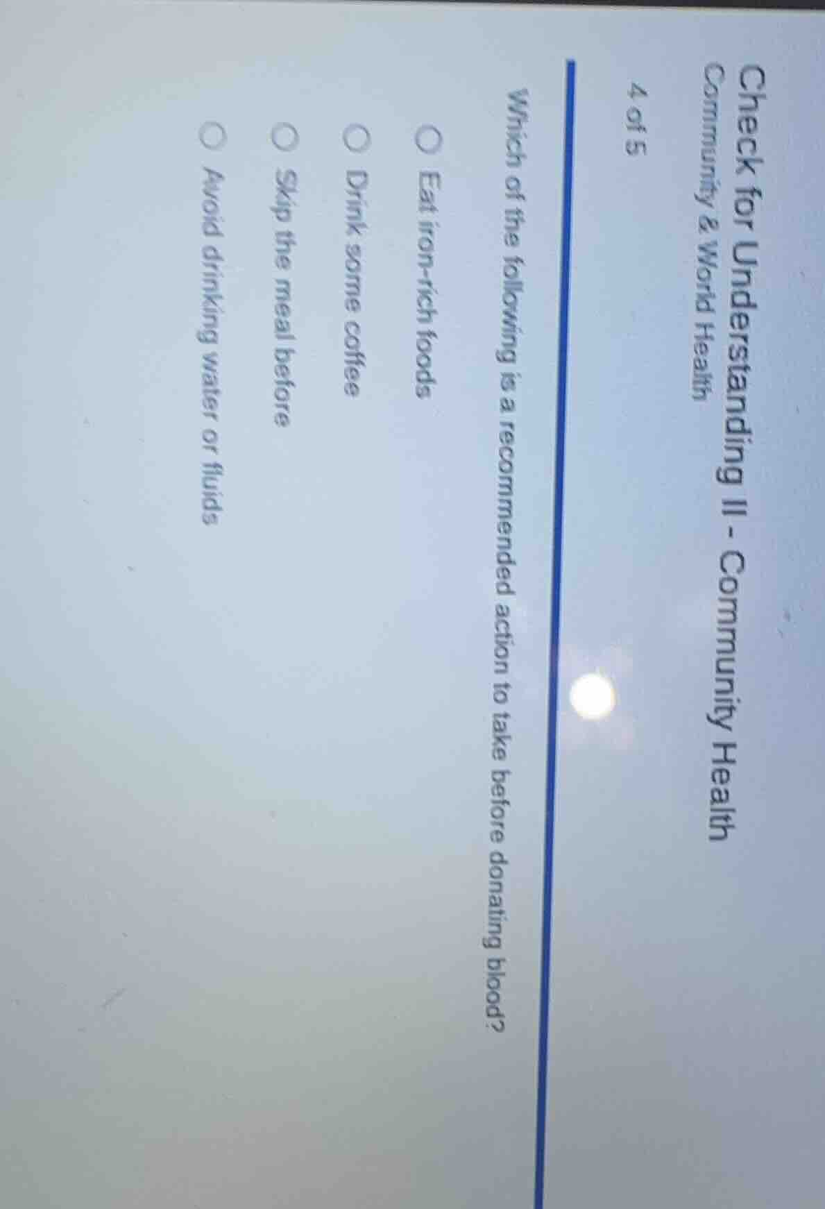 check for understanding ii - community health community & world health …