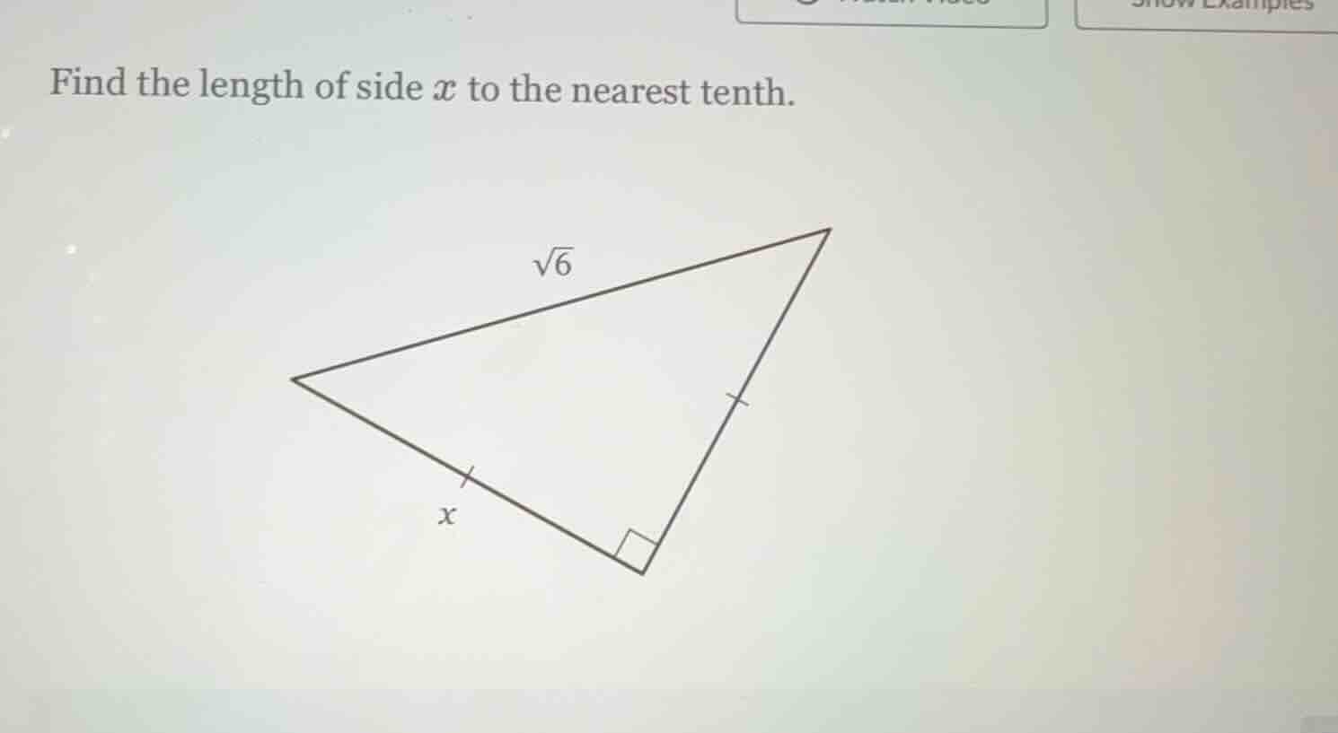 find the length of side ( x ) to the nearest tenth.