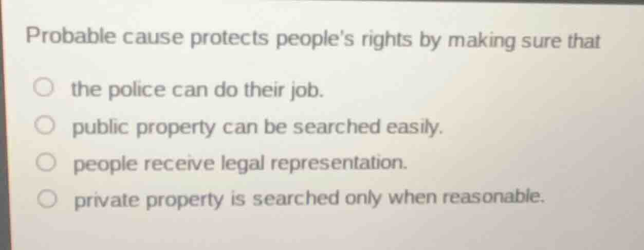 probable cause protects peoples rights by making sure that the police c…