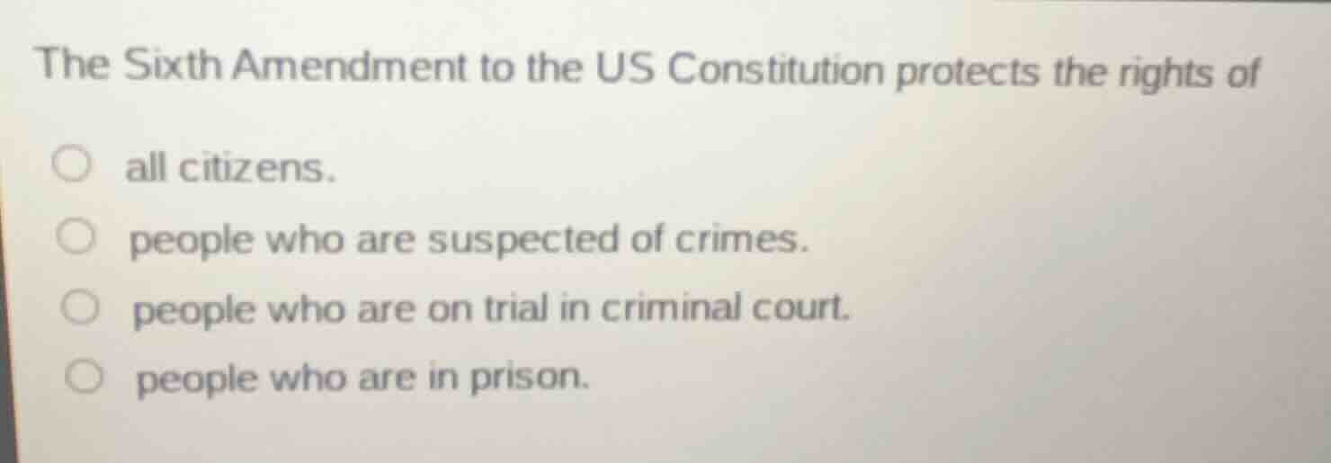 the sixth amendment to the us constitution protects the rights of all c…