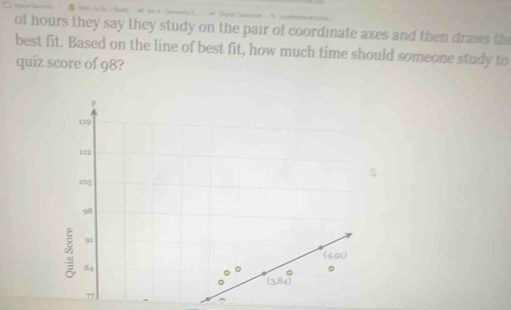 of hours they say they study on the pair of coordinate axes and then dr…