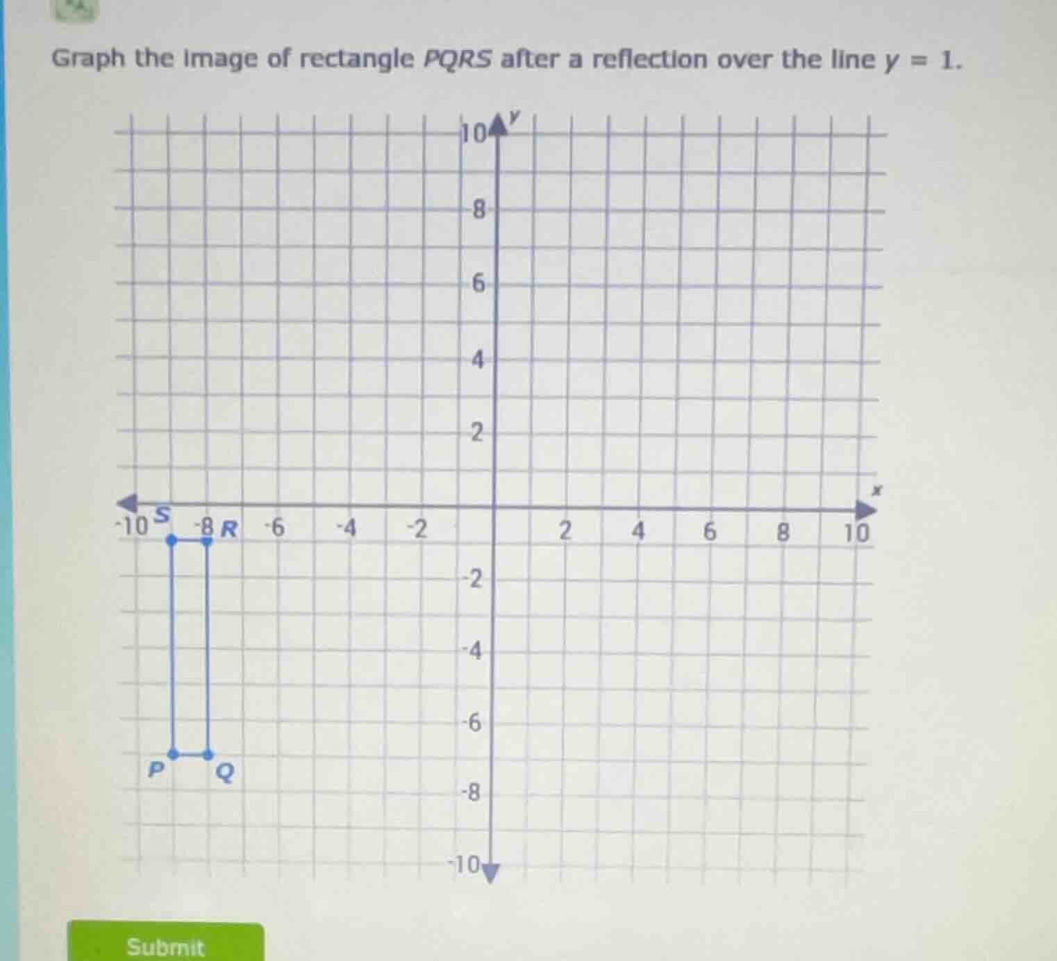 graph the image of rectangle pqrs after a reflection over the line y = …