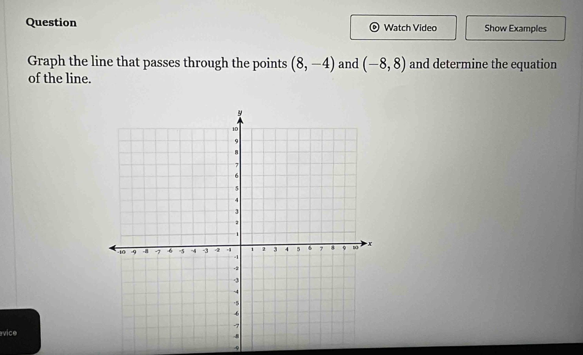 question graph the line that passes through the points (8, -4) and (-8,…