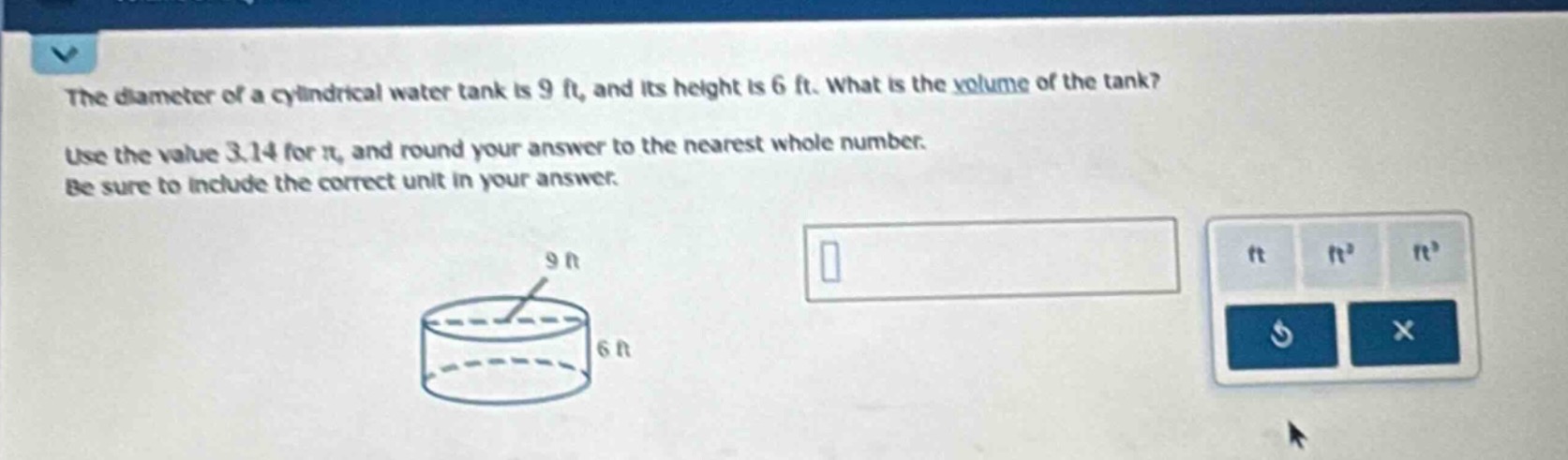 the diameter of a cylindrical water tank is 9 ft, and its height is 6 f…
