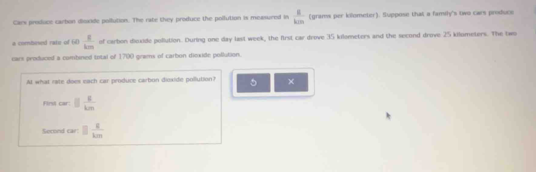 cars produce carbon dioxide pollution. the rate they produce the pollut…