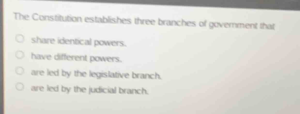 the constitution establishes three branches of government that share id…