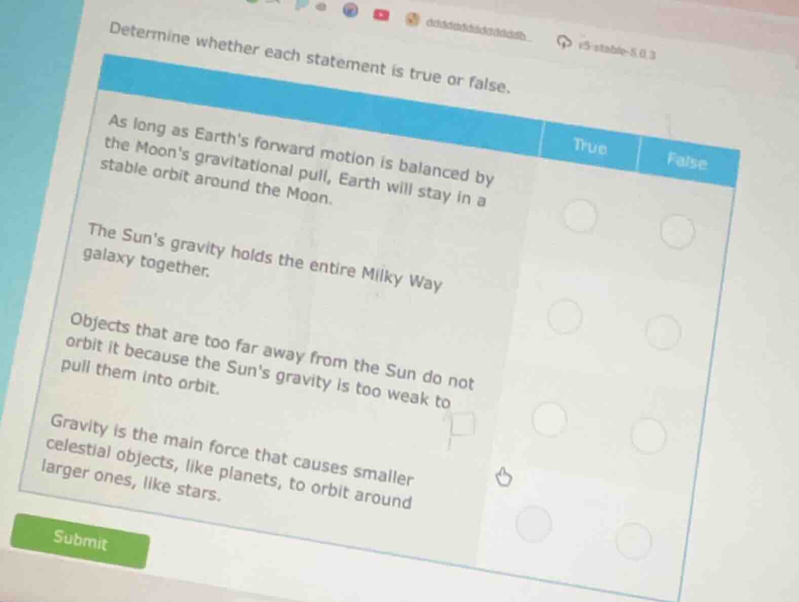 determine whether each statement is true or false. as long as earths fo…