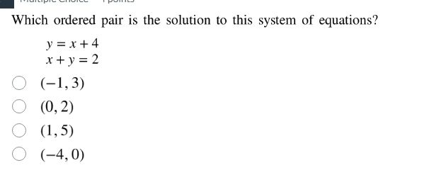 which ordered pair is the solution to this system of equations? ( y = x…