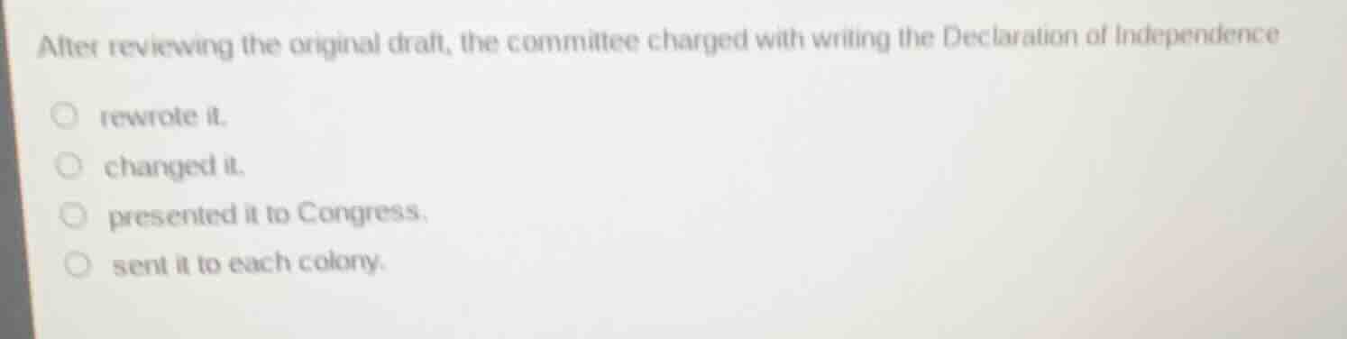 after reviewing the original draft, the committee charged with writing …
