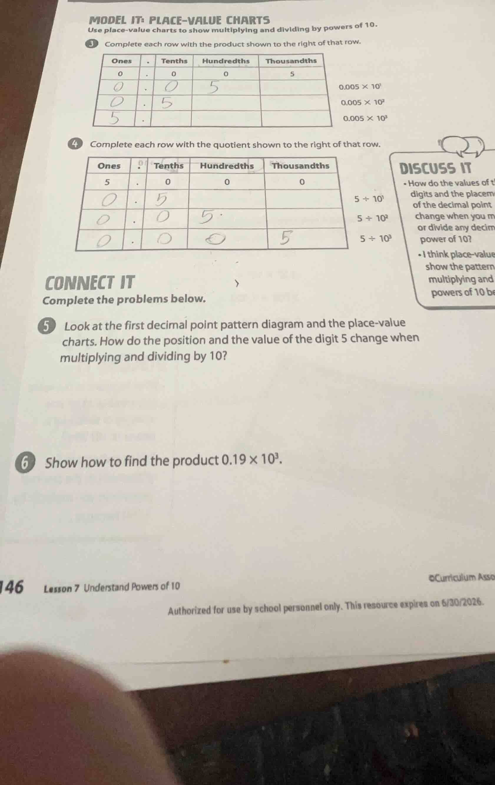 model it: place - value charts use place - value charts to show multipl…