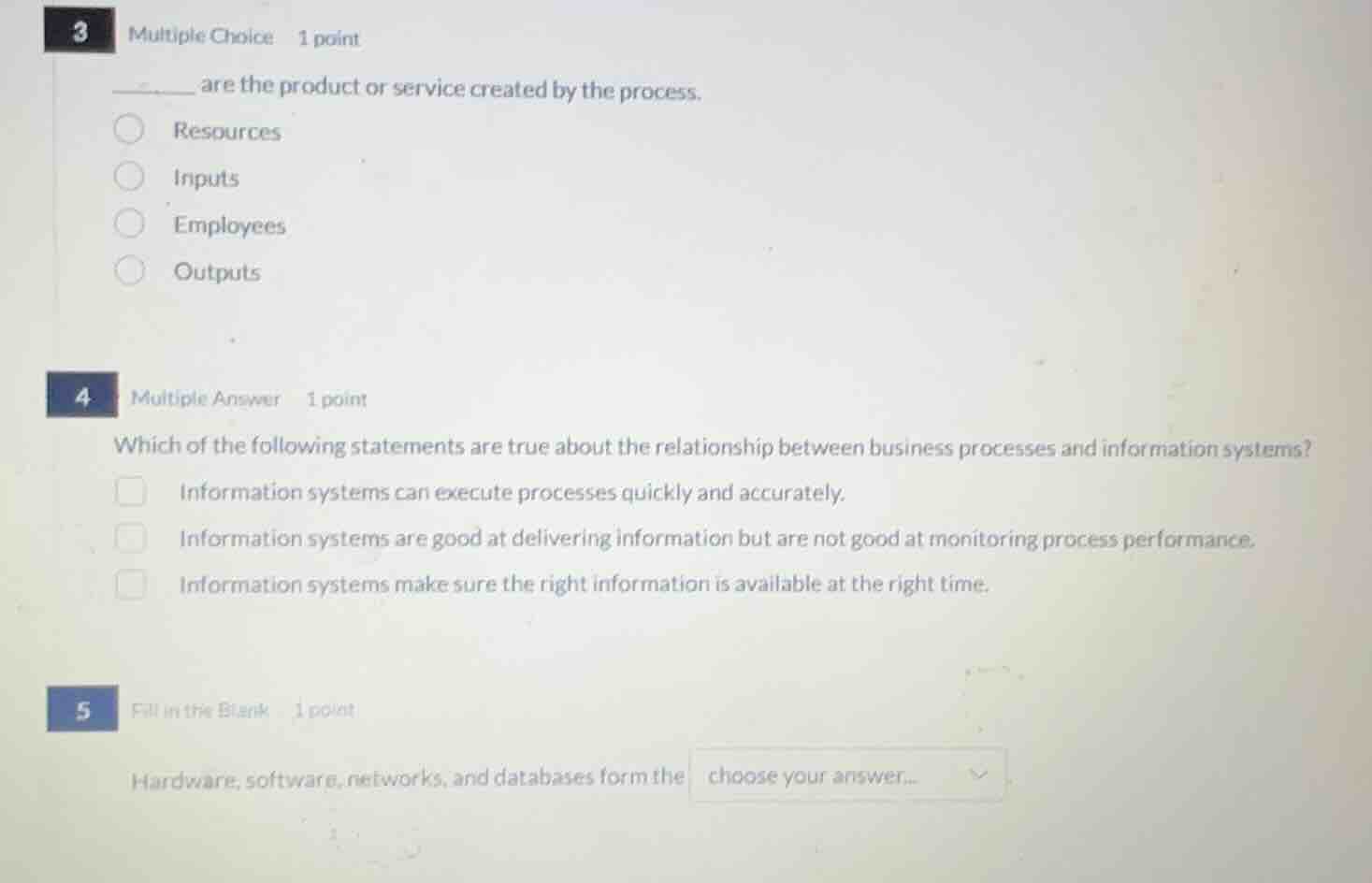 3 multiple choice 1 point ______ are the product or service created by …