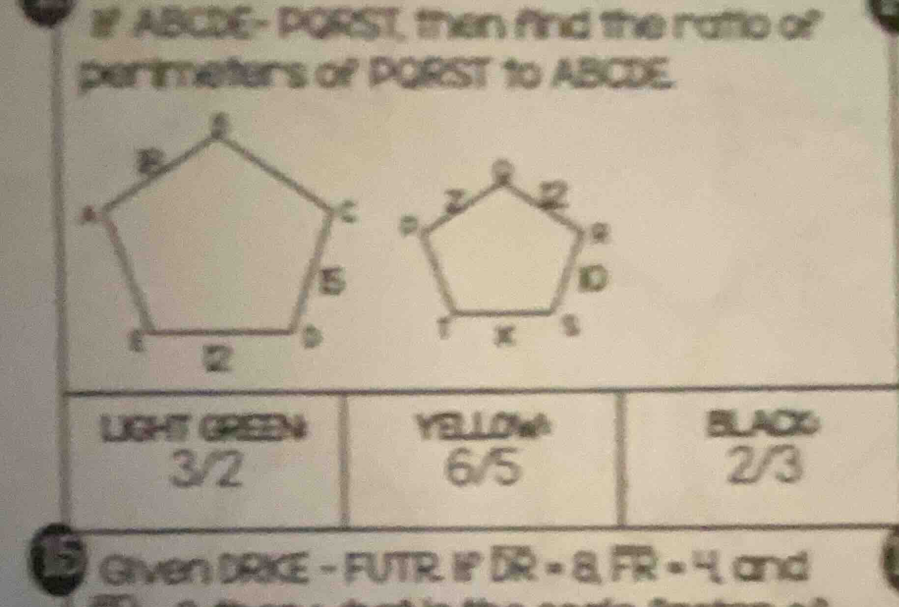 if abcde ~ pqrst, then find the ratio of perimeters of pqrst to abcde. …