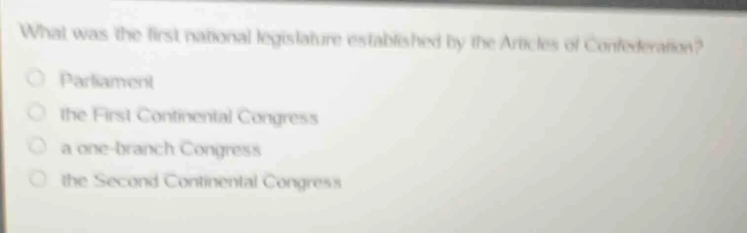 what was the first national legislature established by the articles of …