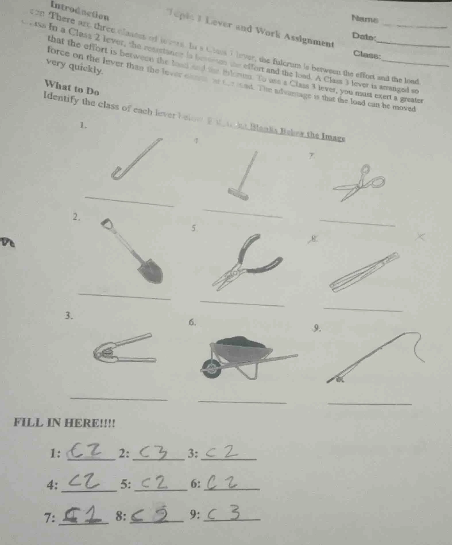 topic 1 lever and work assignment introduction there are three classes …