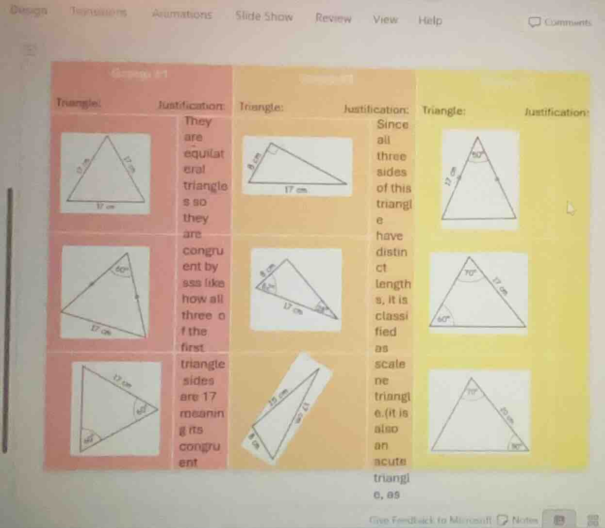 groups 1-1 triangle: justification: triangle: justification: triangle: …