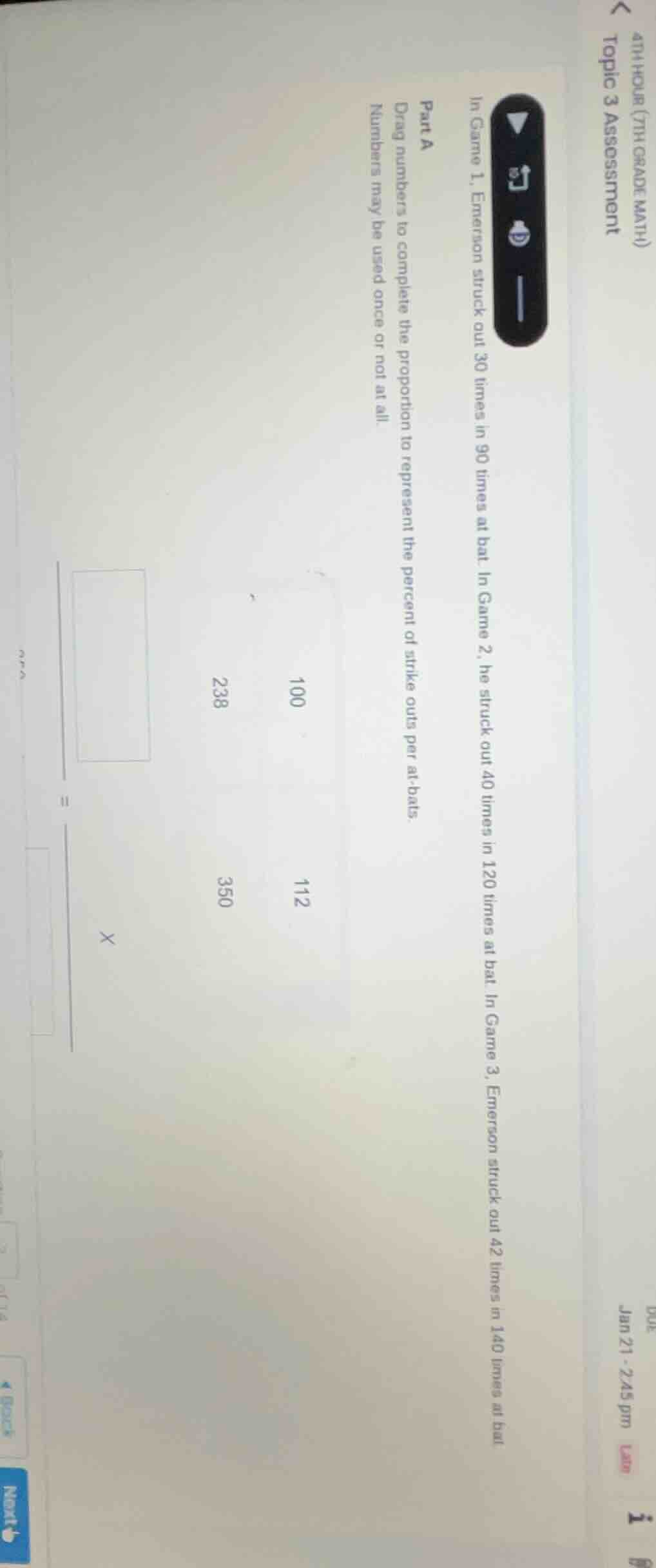 4th hour (7th grade math) topic 3 assessment in game 1, emerson struck …
