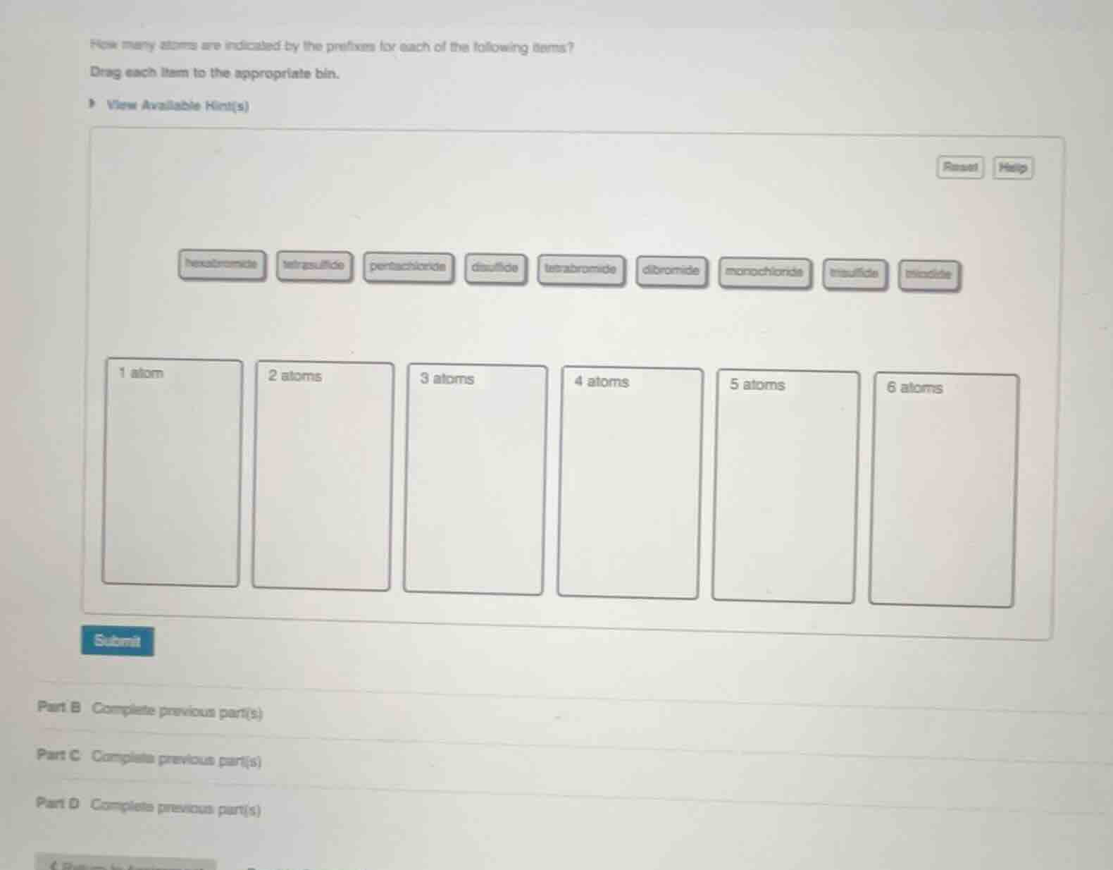 how many atoms are indicated by the prefixes for each of the following …