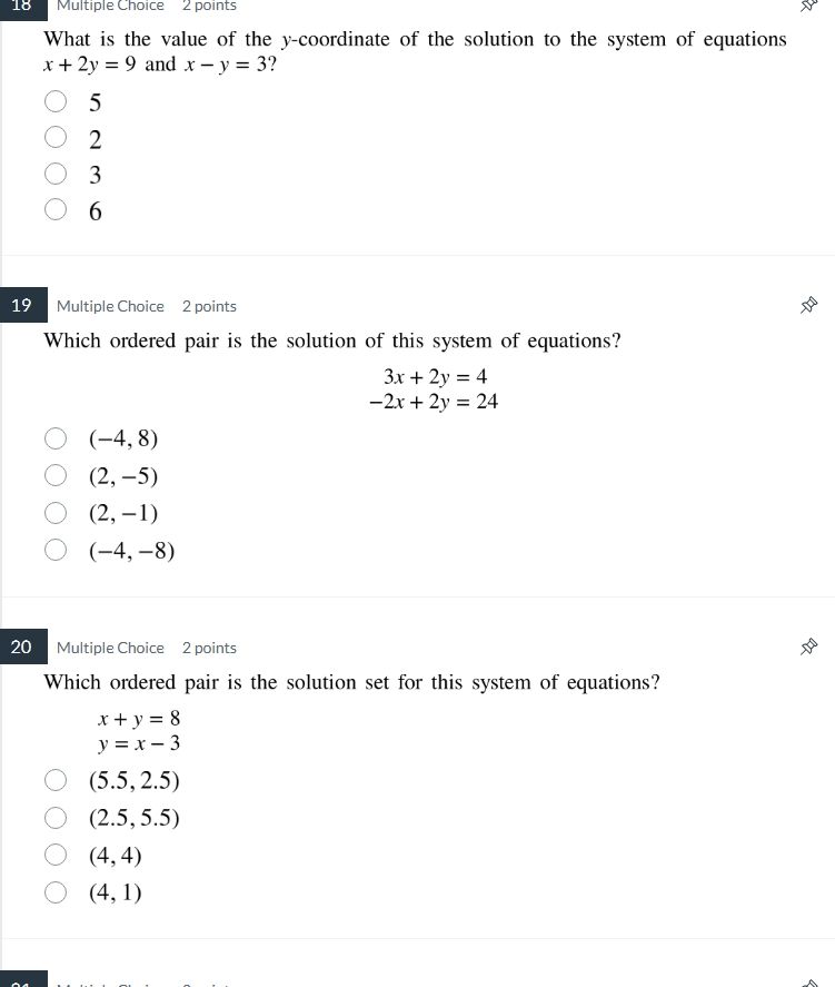 18 multiple choice 2 points what is the value of the y - coordinate of …