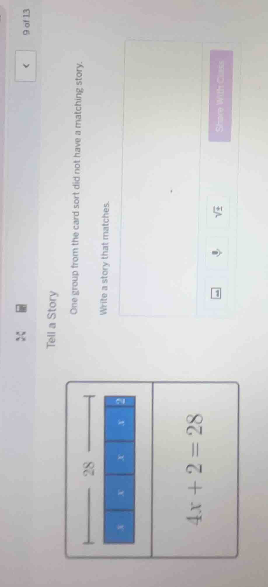 tell a story one group from the card sort did not have a matching story…