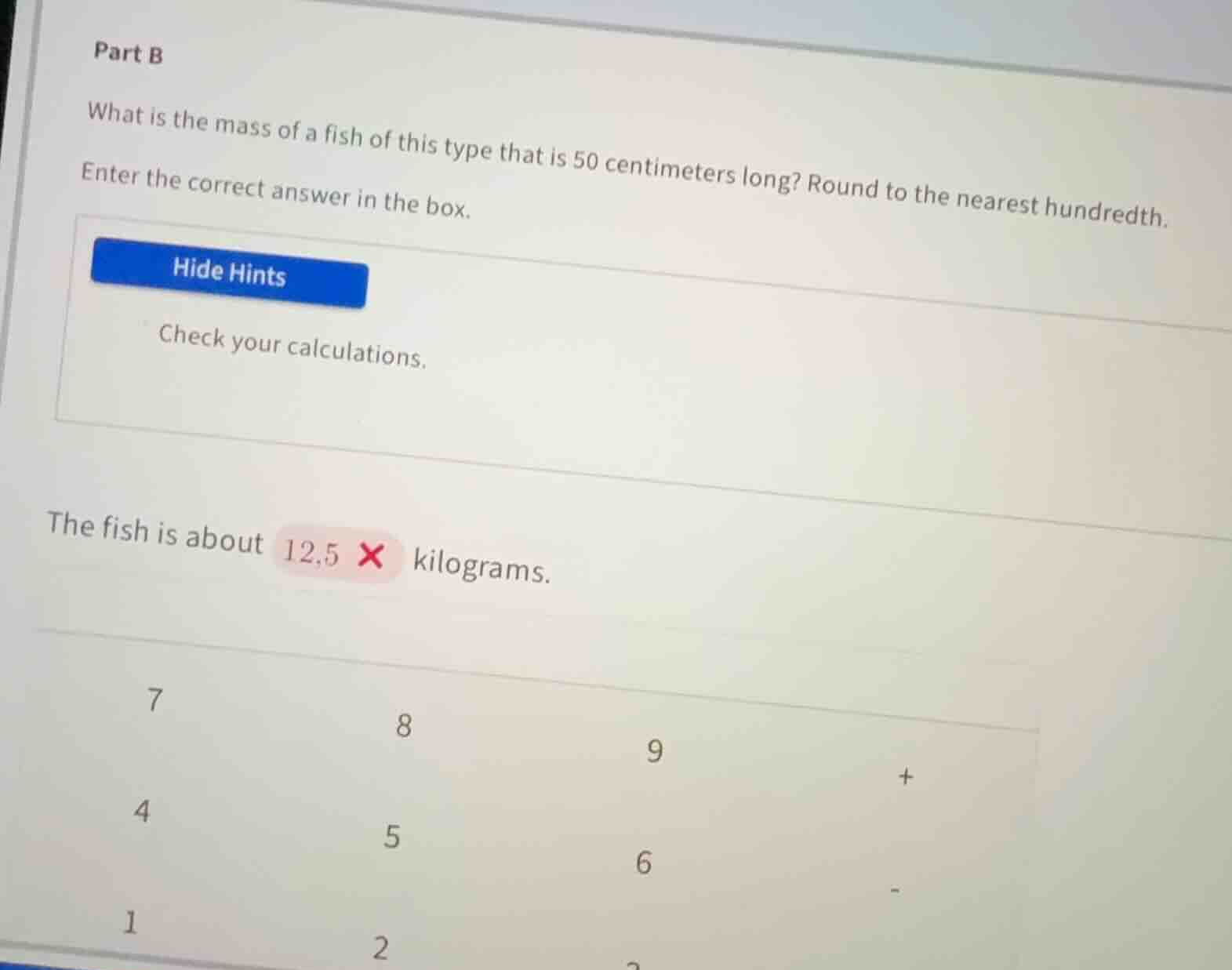 part b what is the mass of a fish of this type that is 50 centimeters l…