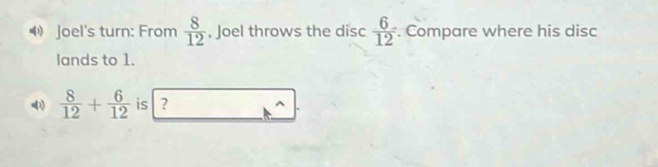 joels turn: from \\(\frac{8}{12}\\), joel throws the disc \\(\frac{6}{1…