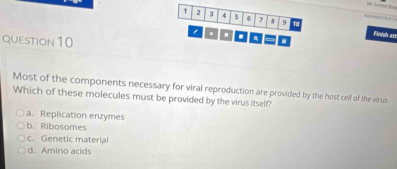 question 10 most of the components necessary for viral reproduction are…