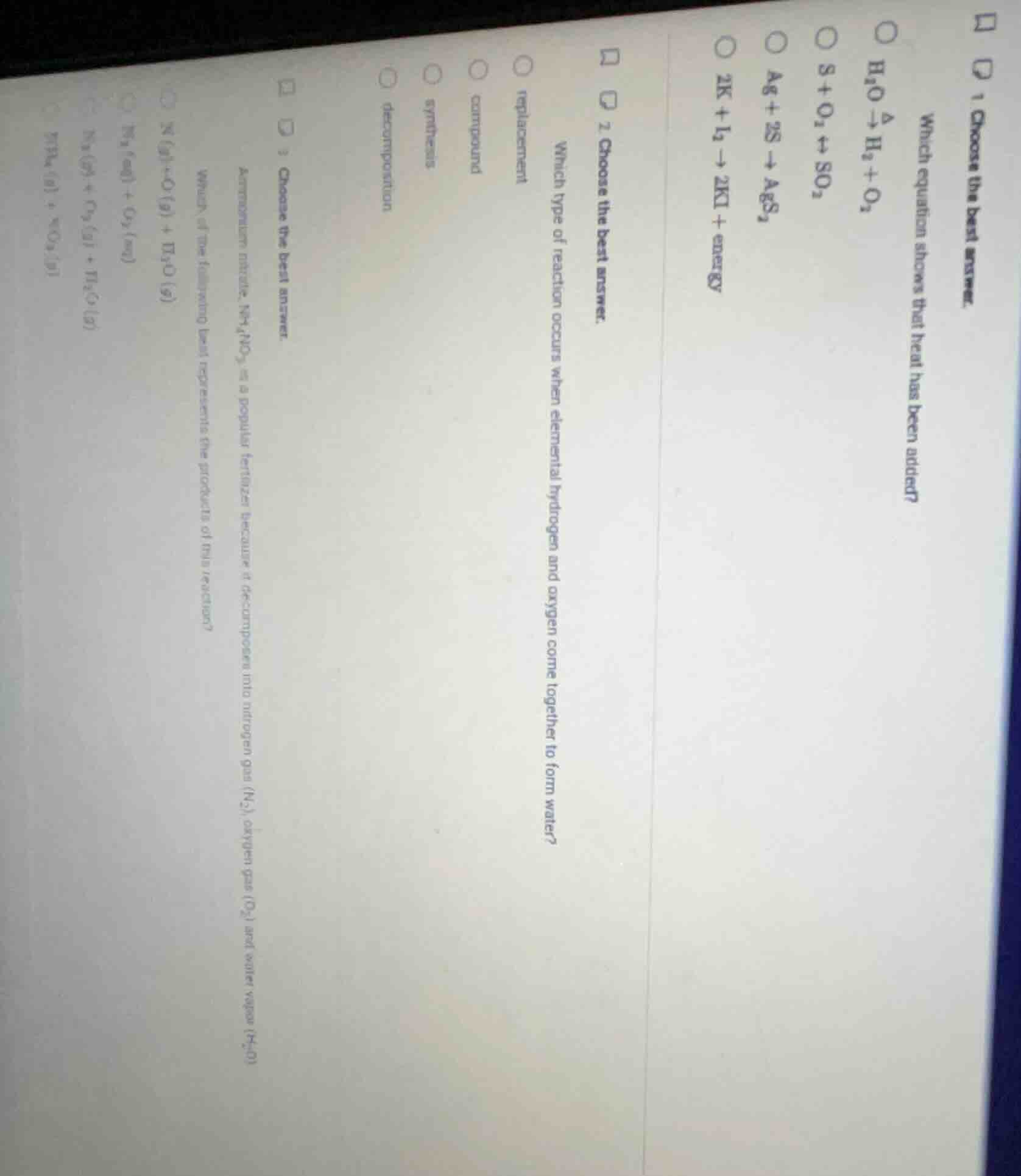 1 choose the best answer. which equation shows that heat has been added…