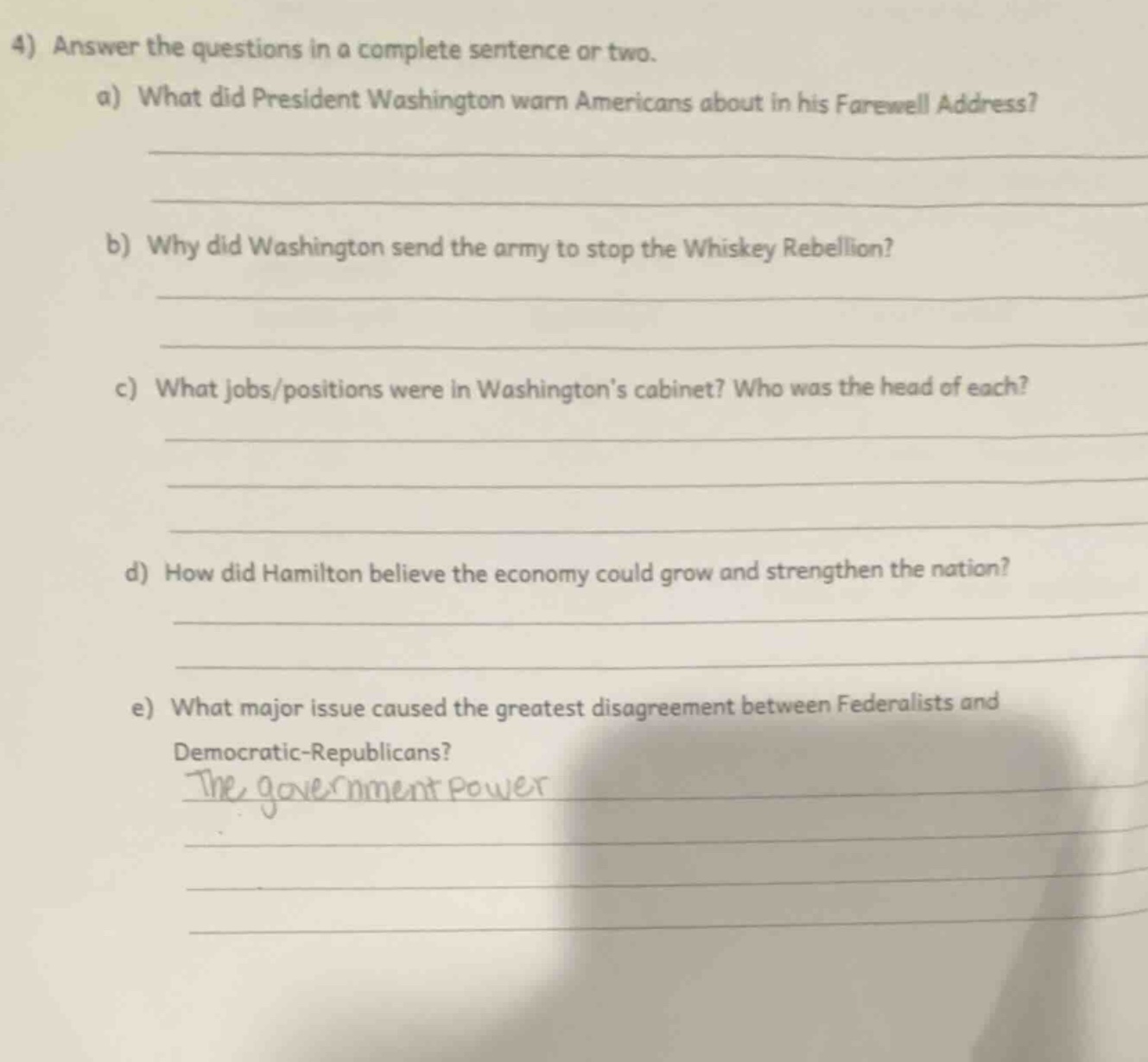 4) answer the questions in a complete sentence or two. a) what did pres…