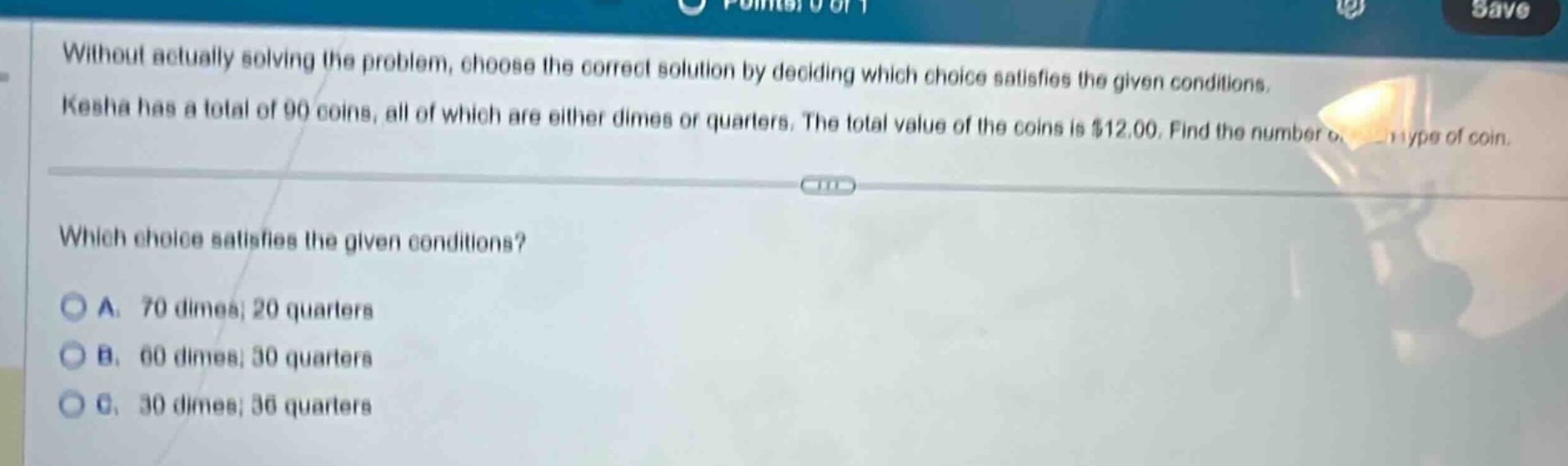 without actually solving the problem, choose the correct solution by de…