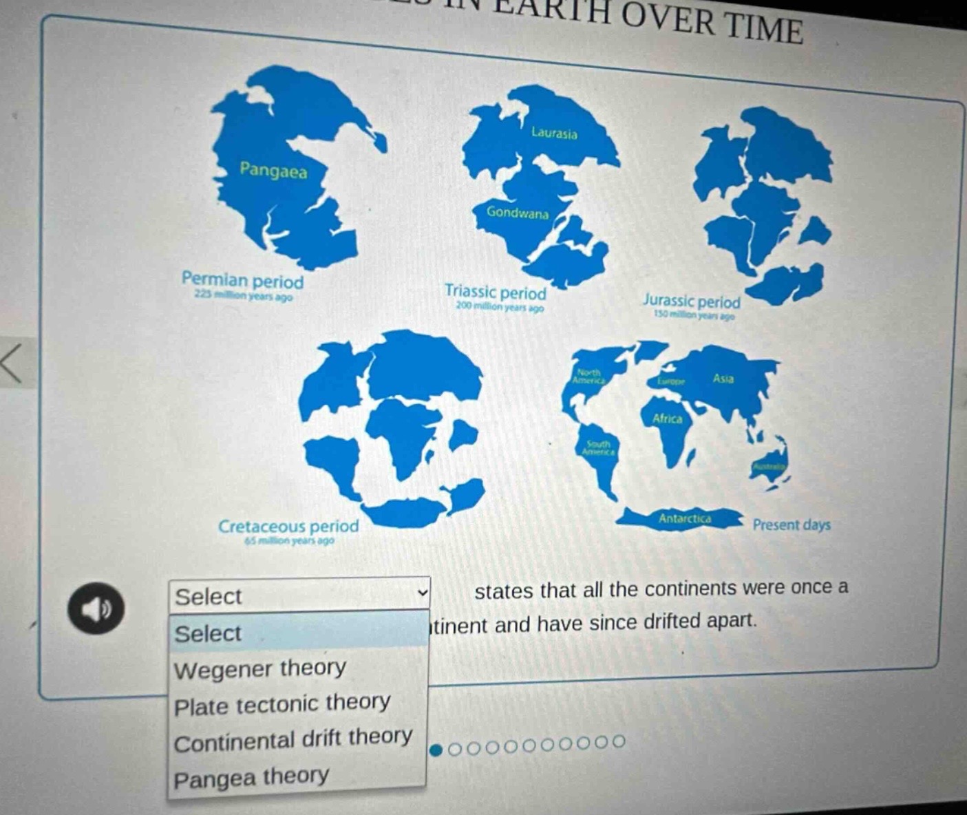 states that all the continents were once a continent and have since dri…