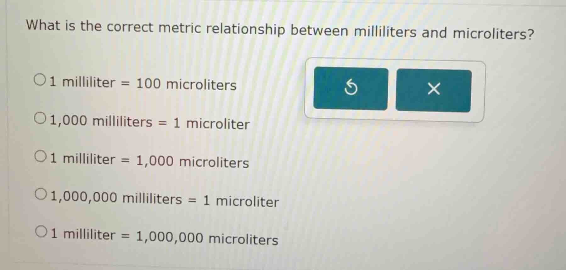 what is the correct metric relationship between milliliters and microli…