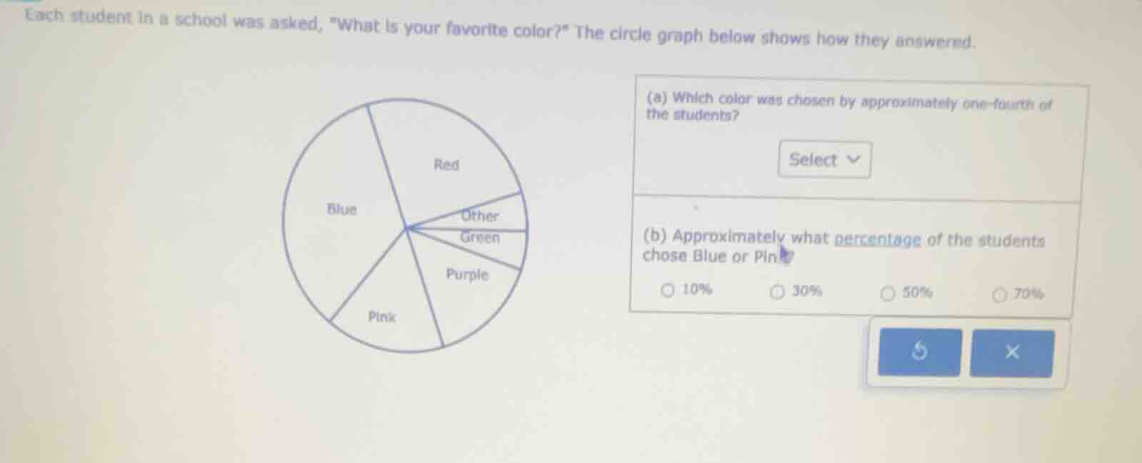 each student in a school was asked, \what is your favorite color?\ the …