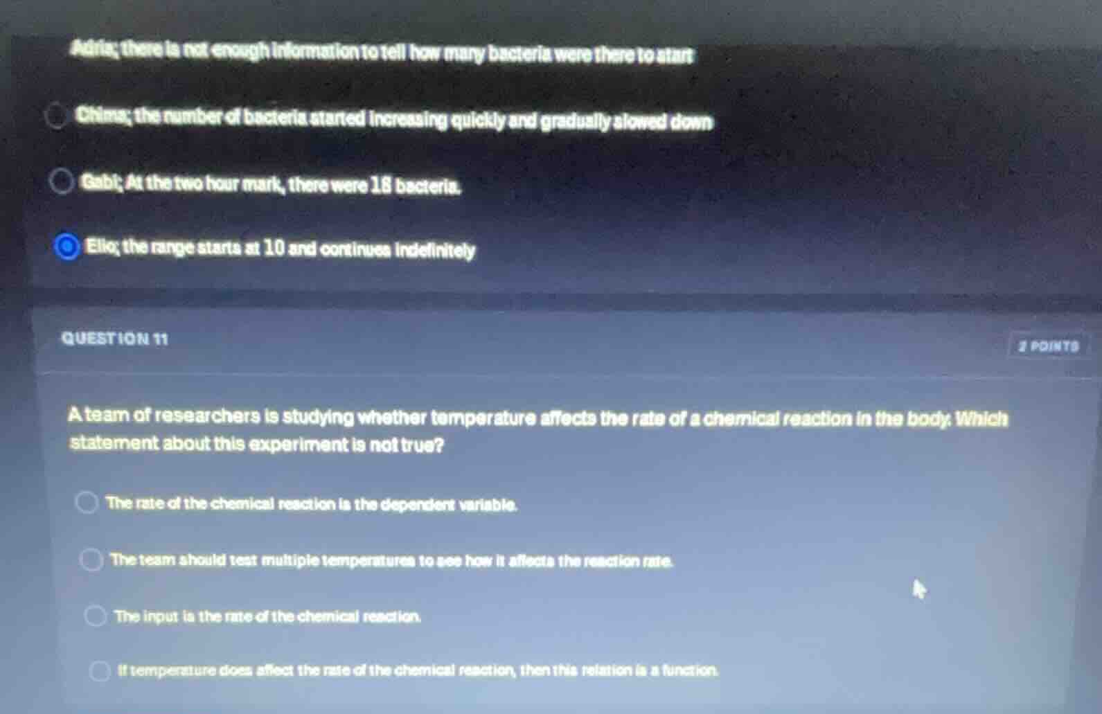 question 11 a team of researchers is studying whether temperature affec…