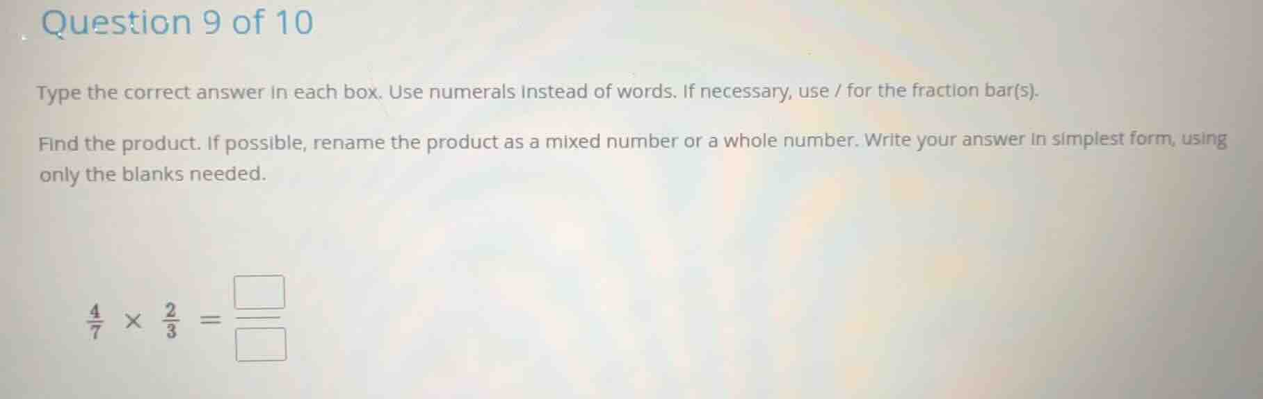 question 9 of 10 type the correct answer in each box. use numerals inst…