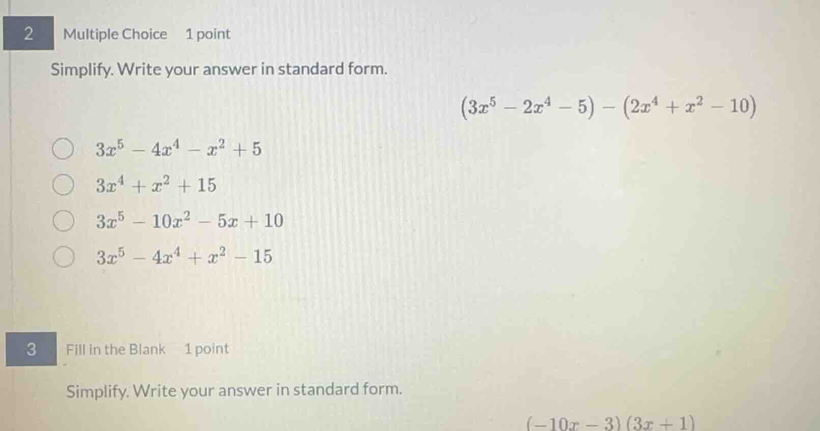 2 multiple choice 1 point simplify. write your answer in standard form.…