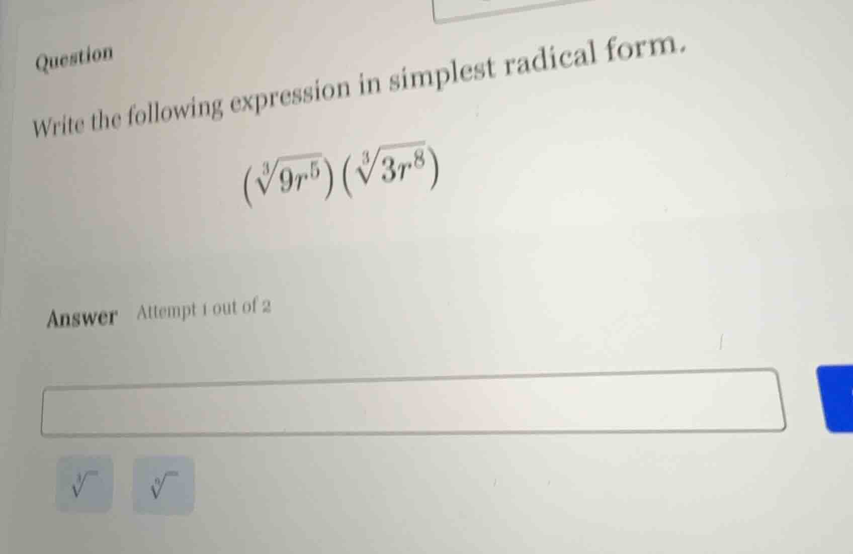 question write the following expression in simplest radical form. \\(\\…