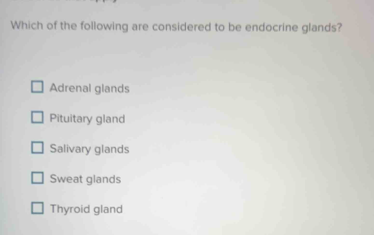 which of the following are considered to be endocrine glands? adrenal g…