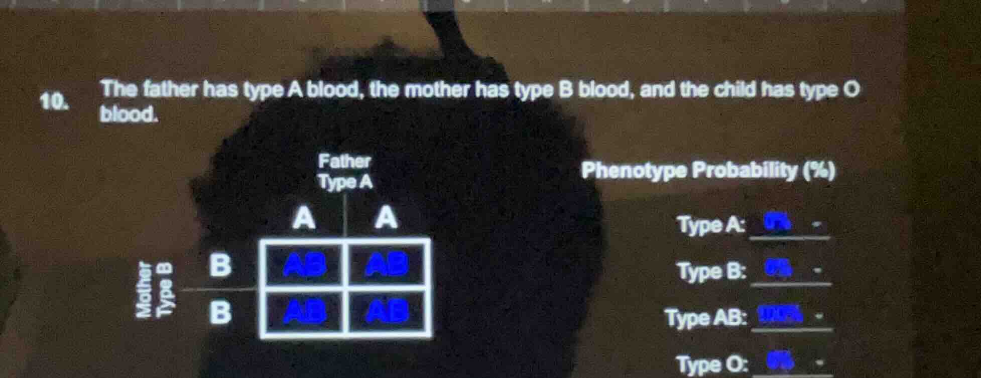 10. the father has type a blood, the mother has type b blood, and the c…