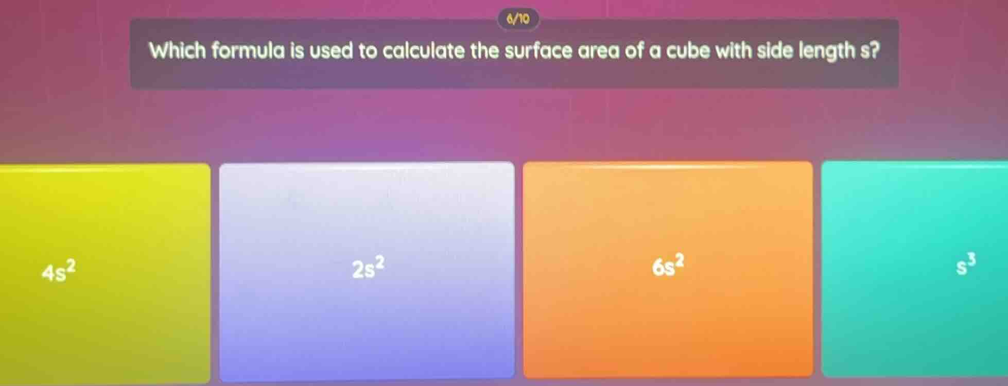 which formula is used to calculate the surface area of a cube with side…