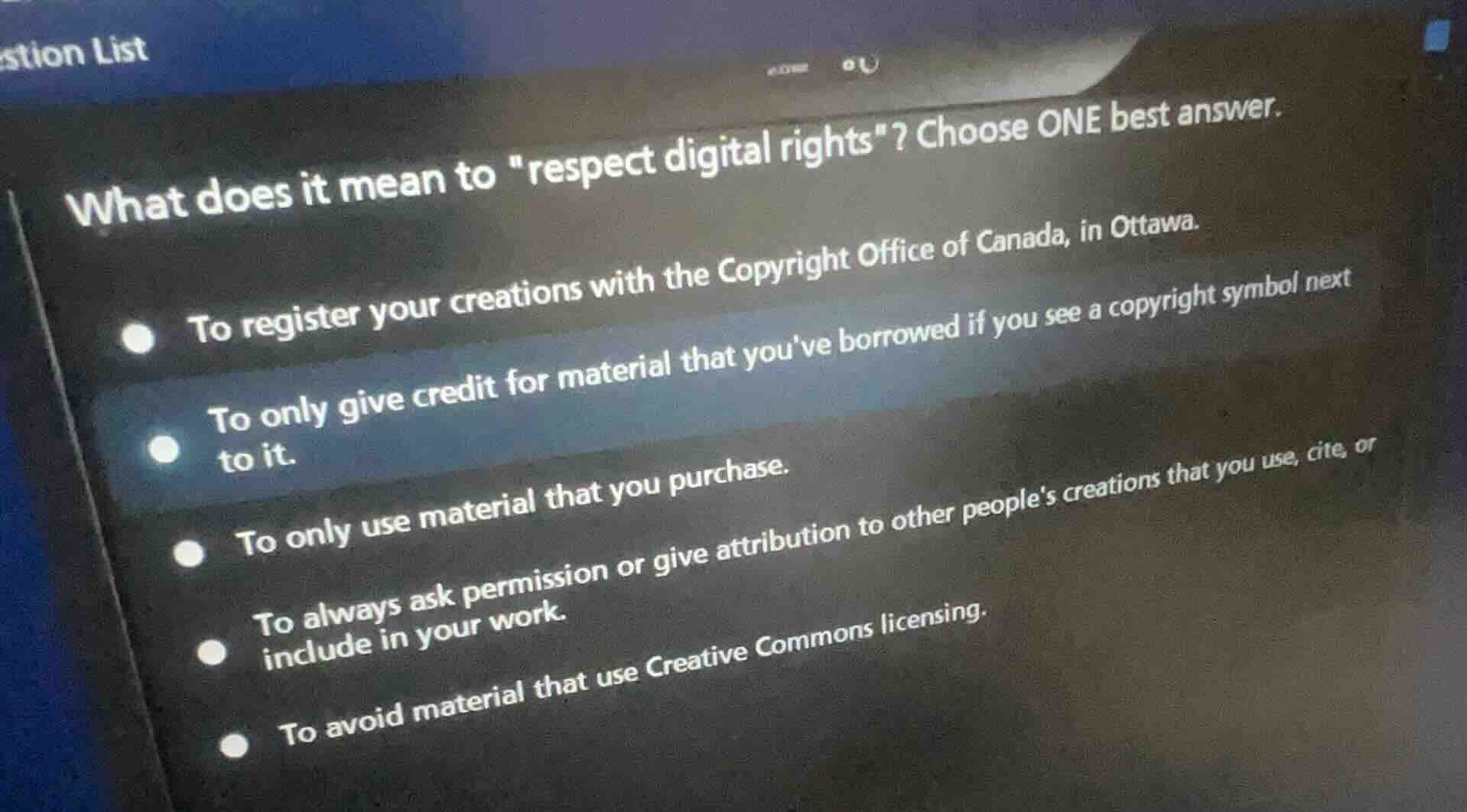 what does it mean to espect digital rights\? choose one best answer. to…