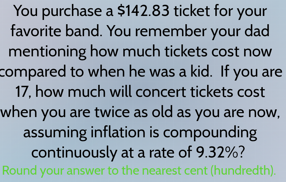 you purchase a $142.83 ticket for your favorite band. you remember your…