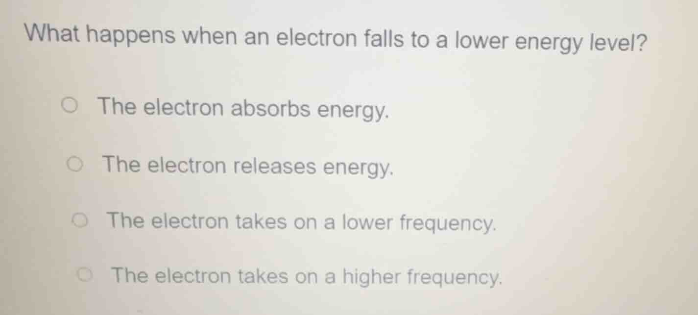 what happens when an electron falls to a lower energy level? the electr…