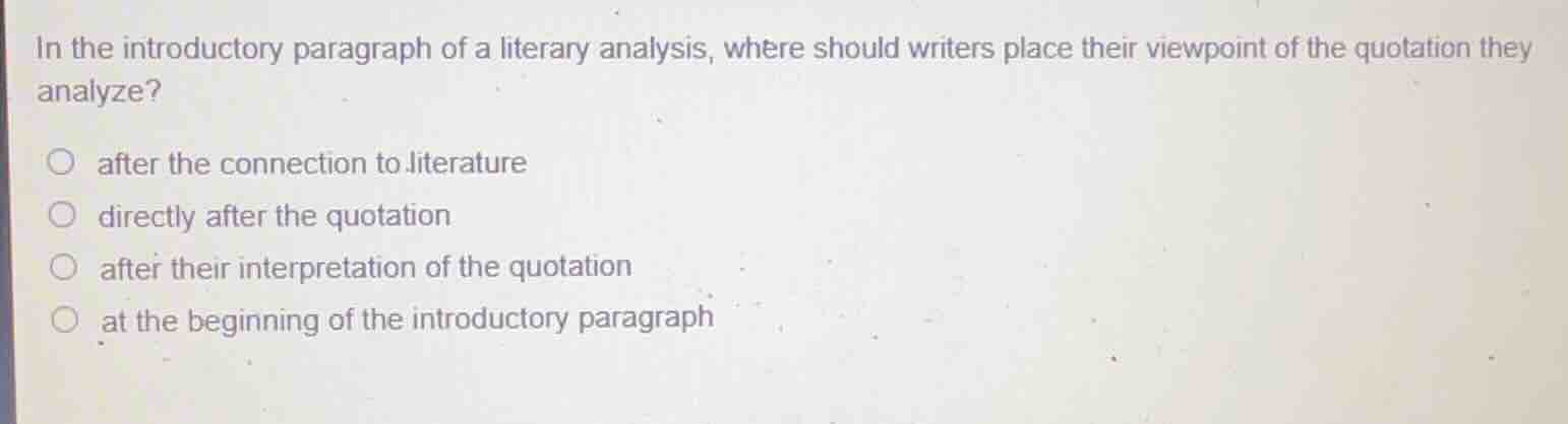 in the introductory paragraph of a literary analysis, where should writ…