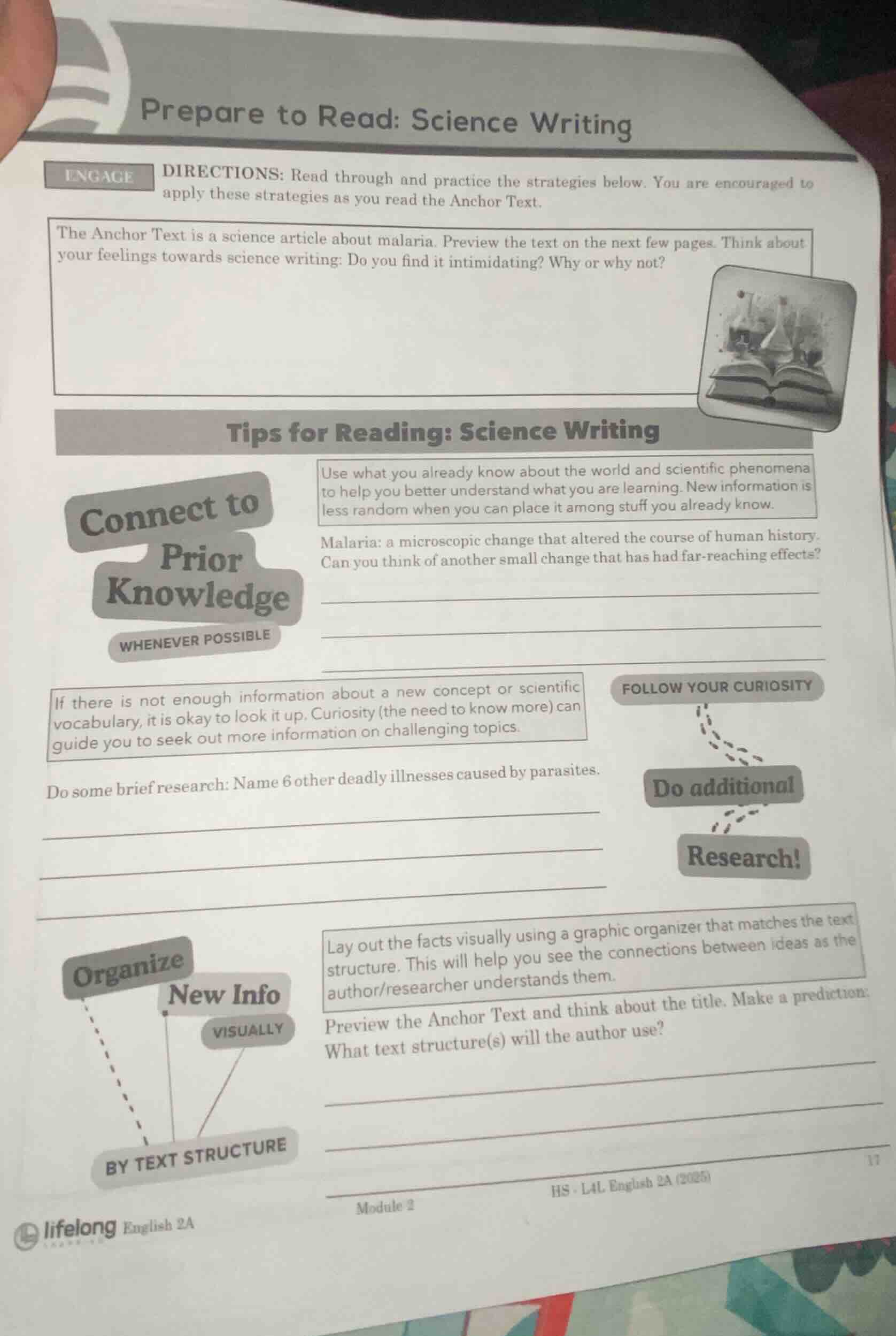 prepare to read: science writing engage directions: read through and pr…
