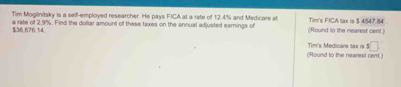 tim mogilnitsky is a self - employed researcher. he pays fica at a rate…