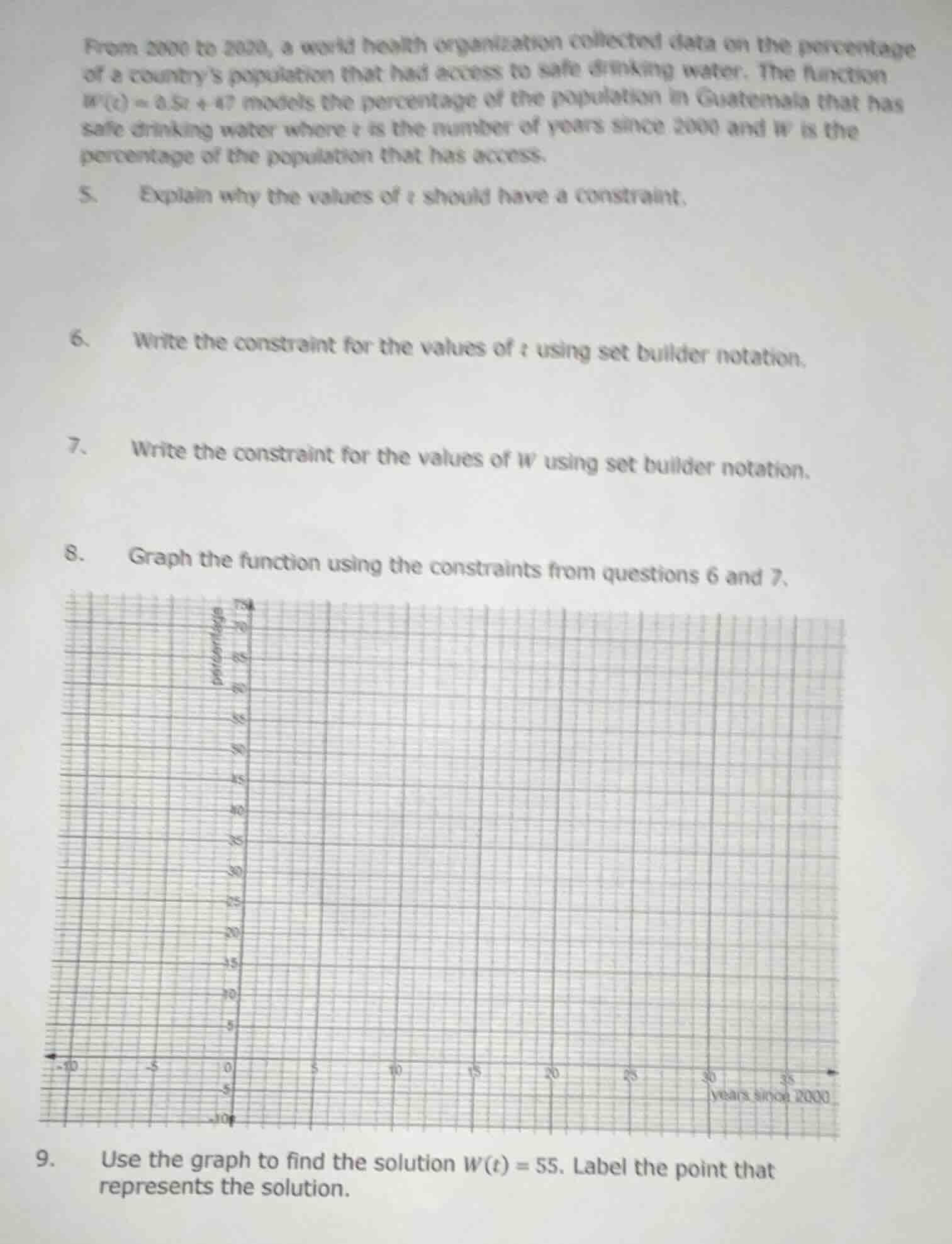 from 2000 to 2020, a world health organization collected data on the pe…